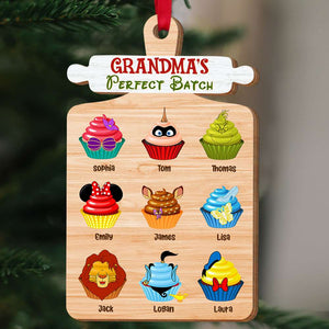 Grandma's Perfect Batch, Gift For Family, Personalized Wood Ornament, Cupcake Kids Ornament, Christmas Gift For Family 04HUTI211023QN - Ornament - GoDuckee