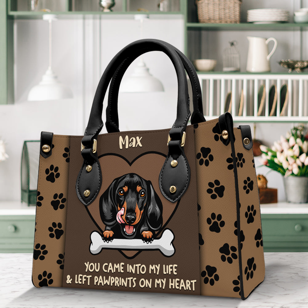 You Came Into My Life And Left Paw Prints On My Heart Personalized Leather Bag Gift For Dog Lover - Leather Bag - GoDuckee