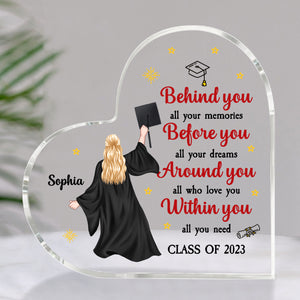 Behind You All Your Memories, Graduate Personalized Acrylic Plaque - Decorative Plaques - GoDuckee