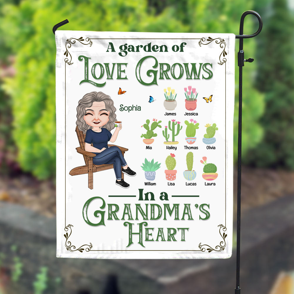 A Garden Of Love Grows, Gift For Grandma Personalized Garden Flag, Grandkids Plant Flag - Tote Bag - GoDuckee