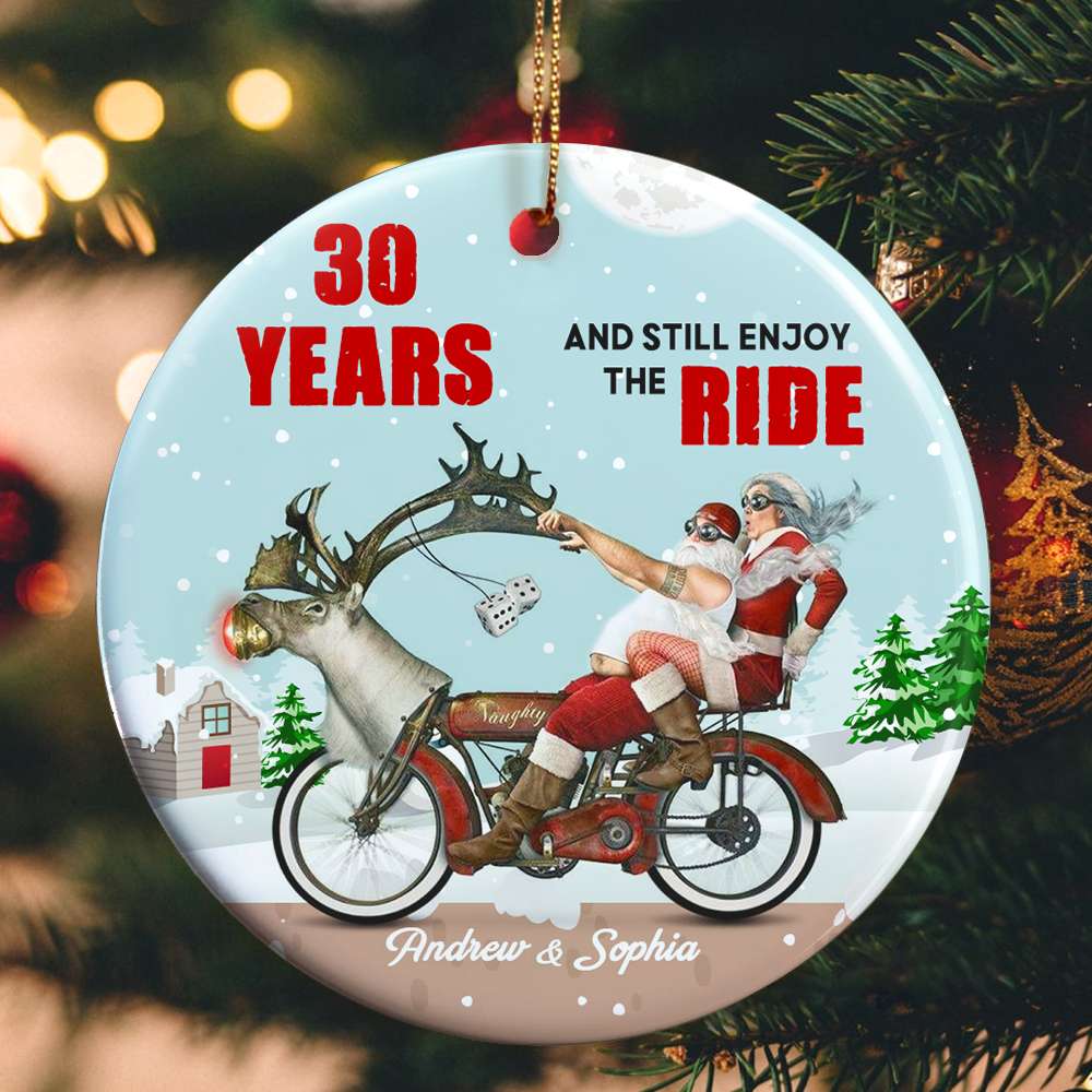 And Still Enjoy The Ride, Personalized Funny Old Couple Ornament - Ornament - GoDuckee