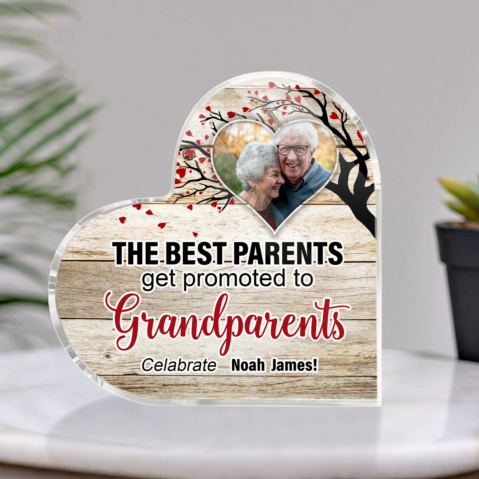 The Best Family Celabrate, Personalized Heart Shaped Acrylic Plaque, Gift For Family - Decorative Plaques - GoDuckee