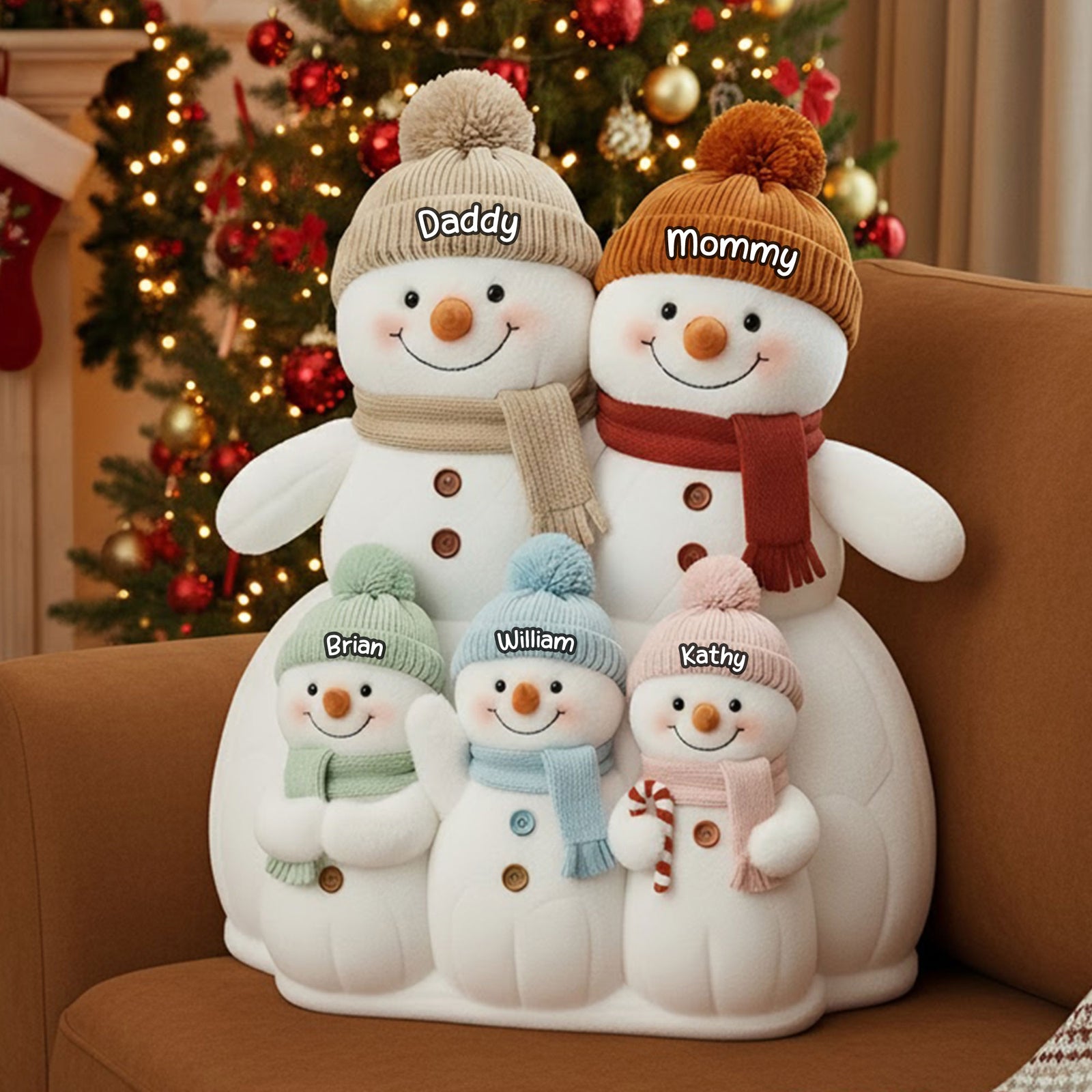 Snowman Family Pillow - Personalized Gifts For Family Christmas Pillow 06TOTI131125 - Pillow - GoDuckee