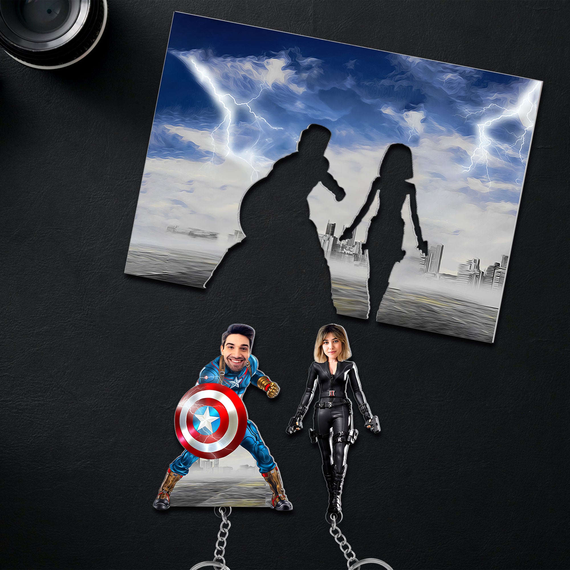 Custom Photo Gifts for Couple Keyholder, Superhero Couple 03toti220824 - Key Holder - GoDuckee