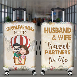 Husband & Wife Travel Partners For Life - Personalized Luggage Cover - Gift For Couple - Tote Bag - GoDuckee