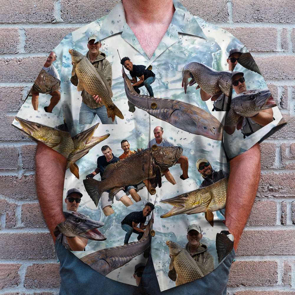 Custom Photo Friend Gift, Fishing Personalized Hawaiian Shirt - GoDuckee