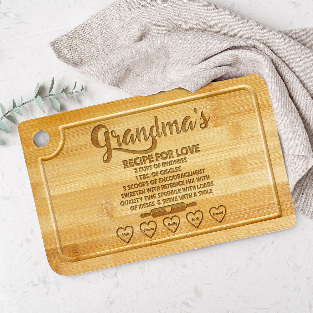 Recipe For Love, Gift For Grandma, Personalized Cutting Board, Love Ingredients Cutting Board - Home Decor - GoDuckee