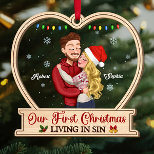 Our First Christmas, Couple Gift, Personalized Mixed Ornament, Couple Hugging Ornament, Christmas Gift - Ornament - GoDuckee