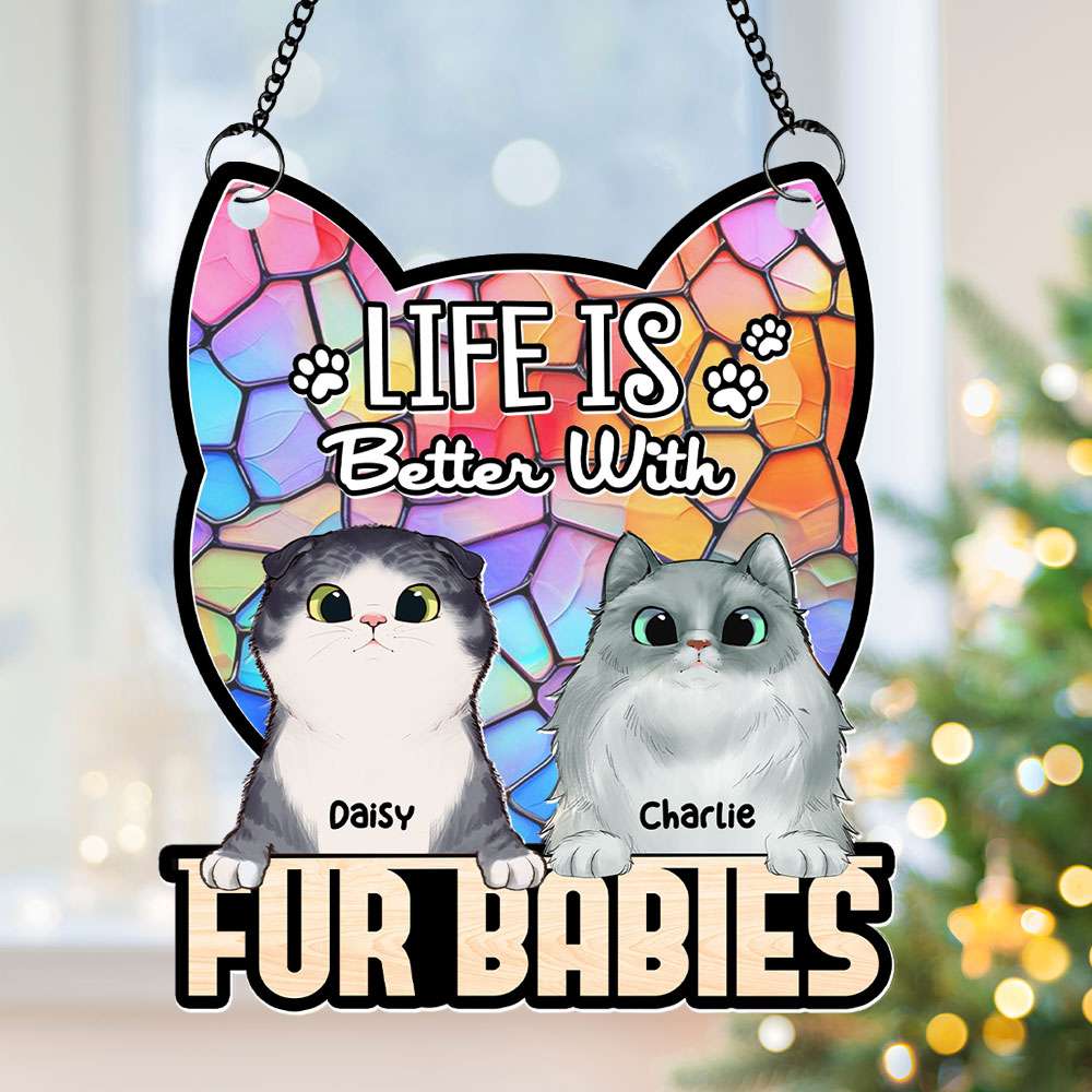 Personalized Gifts For Cat Lover Acrylic Suncatcher, Fur Baby 04KATI120824 - Ornament - GoDuckee