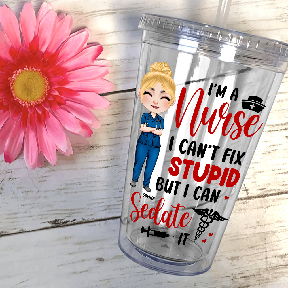 You Can't Scare Me I'm A Nurse Personalized Tumbler - Teezalo