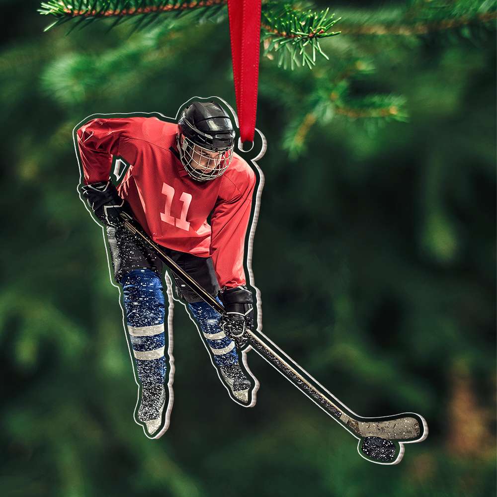 Gift For Ice Hockey Players, Personalized Acrylic Ornament, Custom Image Ornament, Christmas Ornament 02PGTI220823 - Ornament - GoDuckee