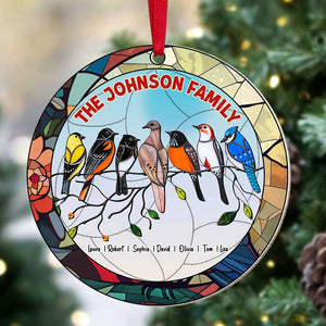 Gift For Family, Personalized Ornament, Birds Family Suncatcher Ornament, Christmas Gift 04QHTI180823 - Ornament - GoDuckee