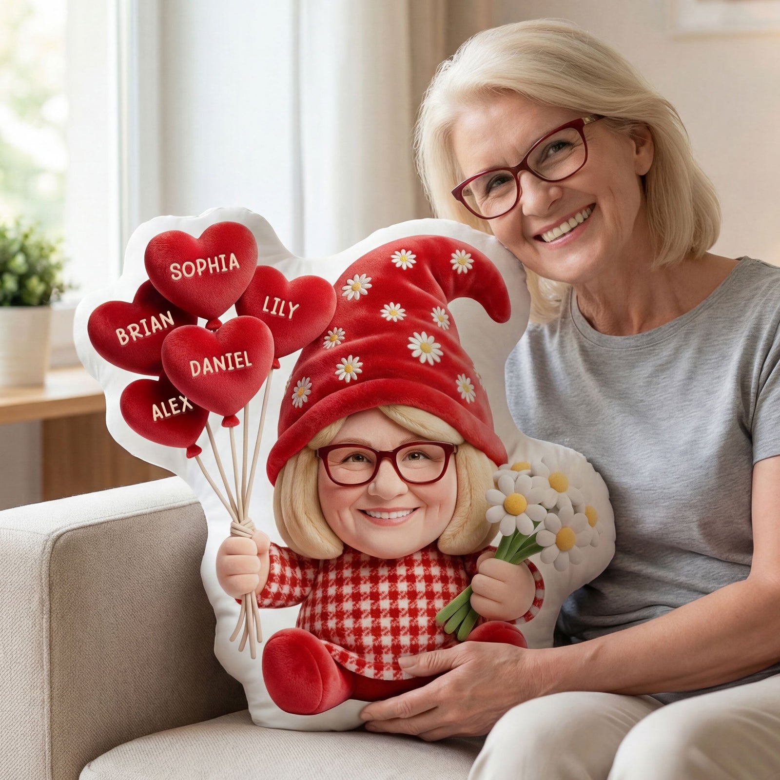 Gnome Grandma Custom Shape Pillow - Custom Photo Gifts For Grandmas 01nati010426 - Pillow - GoDuckee