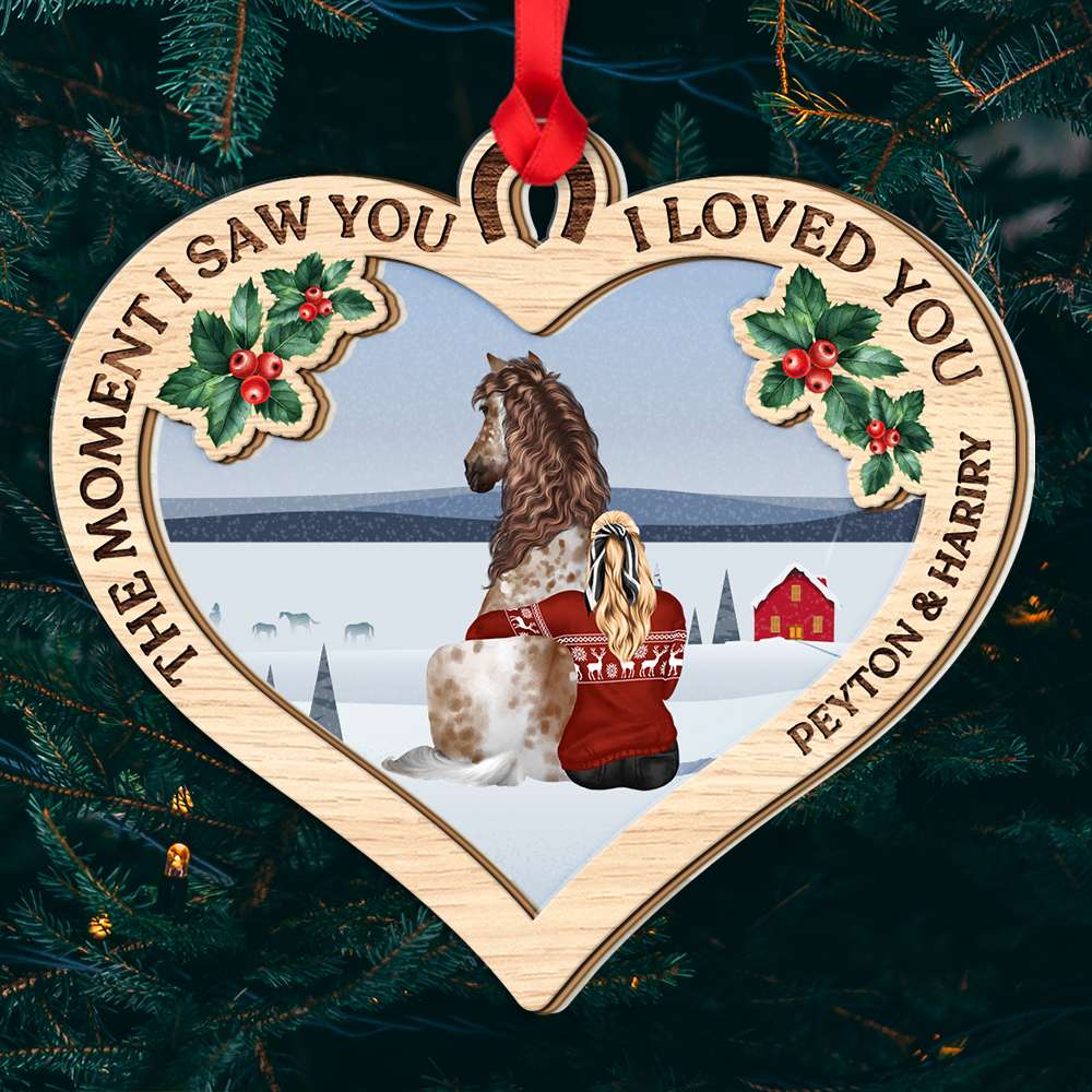The Moment I Saw You, Personalized Wood Ornament, Gift For Horse Lover - Ornament - GoDuckee