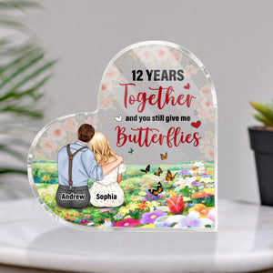 Together And You Still Give Me, Personalized Heart Shaped Acrylic Plaque, Gift For Couple - Decorative Plaques - GoDuckee