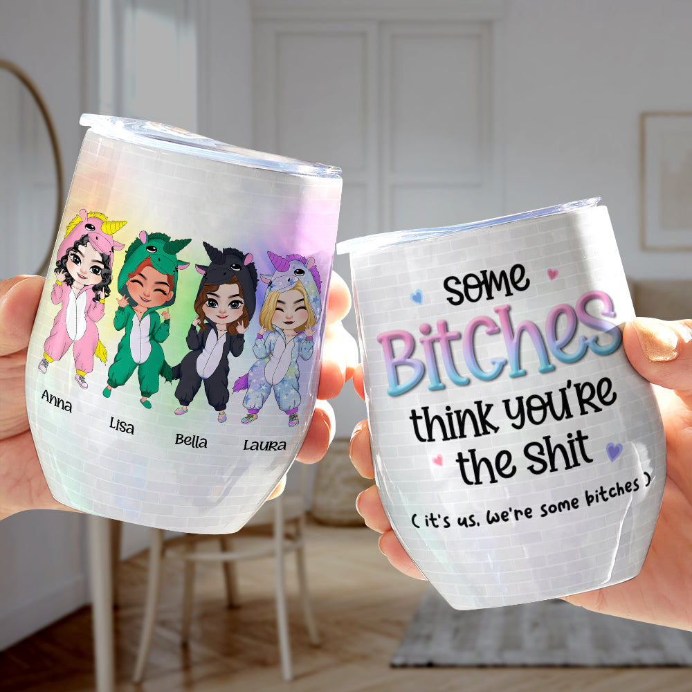 Funny Besties Personalized Wine Tumbler - Wine Tumbler - GoDuckee