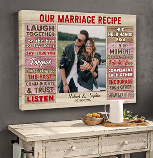 Our Marriage Recipe, Couple Gift, Personalzed Poster, Custom Image Married Couple Canvas Print - Poster & Canvas - GoDuckee