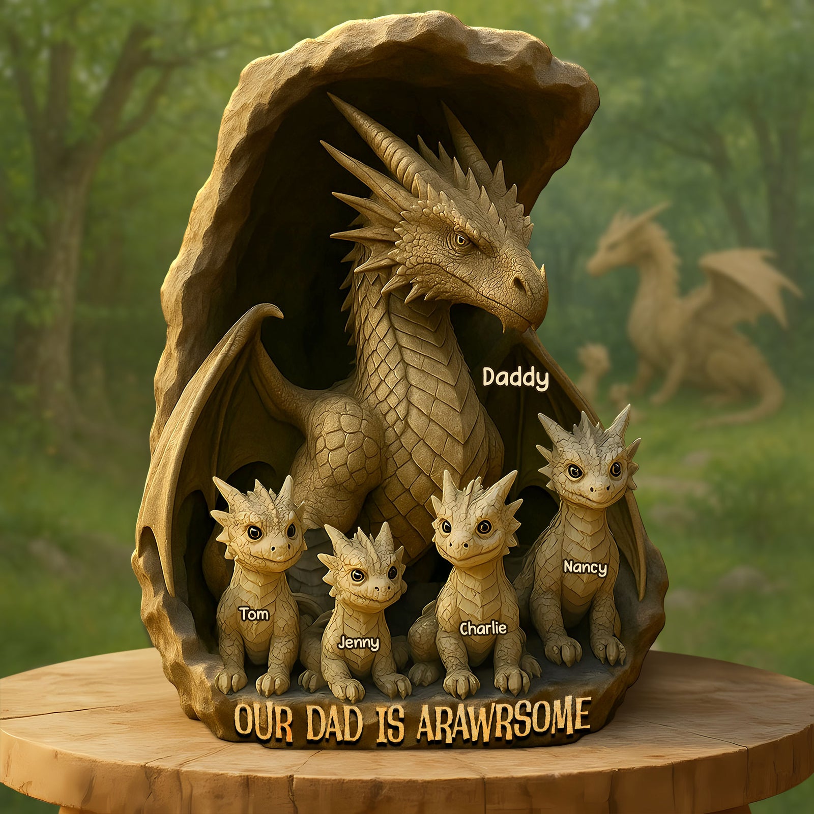 Dragon Dad Plaque - Personalized Gifts For Dad 03tgti170425 - Shaped Plaques - GoDuckee