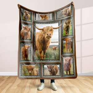 Highland Cow - Personalized Photos Collage Blanket 031qhti311224 - Blanket - GoDuckee