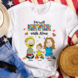 Personalized Gifts For Autism Awareness Shirt Cartoon Parent And Kids 02KATI190225HH - Shirts - GoDuckee