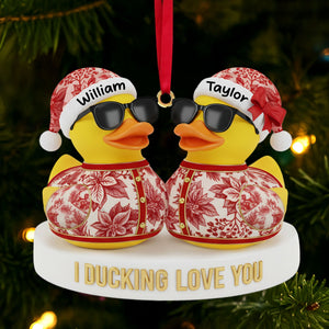 Couple Duck Christmas Ornament Personalized Gifts For Couple 01PGTI211025 - Ornament - GoDuckee