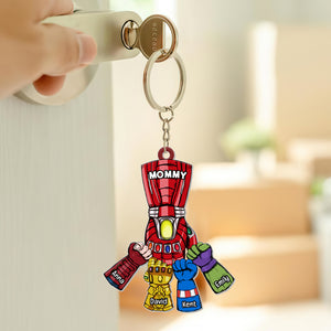 Super Mom With First Bump Personalized Keychain, Mother's Day Gift - Keychains - GoDuckee