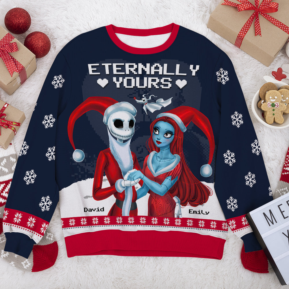 Eternally Yours, Couple Gift, Personalized Knitted Ugly Sweater, Horror Couple Knitted Sweater, Christmas Gift 02HUTI140823 - AOP Products - GoDuckee
