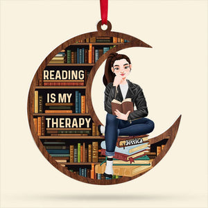 Personalized Gift For Book Lovers, Reading Is My Therapy Acrylic Ornament 02TOTI200924PA - Ornament - GoDuckee