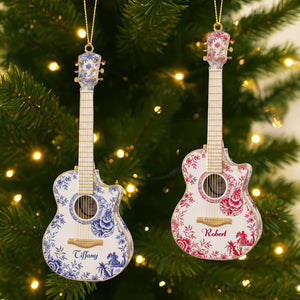 Guitar Toile de Jouy Ornament - Personalized Gifts For Guitar Lovers 04pgti260925 - Ornament - GoDuckee