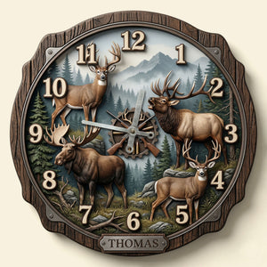 Hunting Hanging Wall Clock - Personalized Gifts For Hunters 01huti250326 - Hanging Wall Clock - GoDuckee
