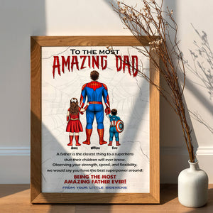 To The Most Amazing Dad Ever - Personalized Canvas Poster - Super Dad's Gift From Little Sidekicks - Poster & Canvas - GoDuckee