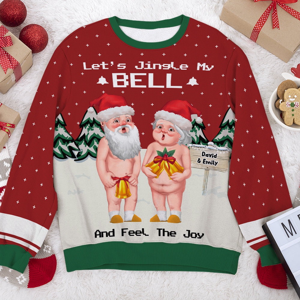 Let's Jingle My Bell, Couple Gift, Personalized Knitted Ugly Sweater, Naughty Old Couple Sweater, Christmas Gift 02TOTI180923DA - AOP Products - GoDuckee