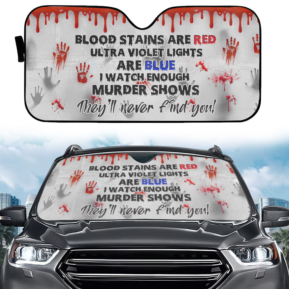 Creepy Hands and Blood Stains on Car Glass, Personalized Windshield Sunshade, Gift For Halloween & True Crime Fans - Doormat - GoDuckee