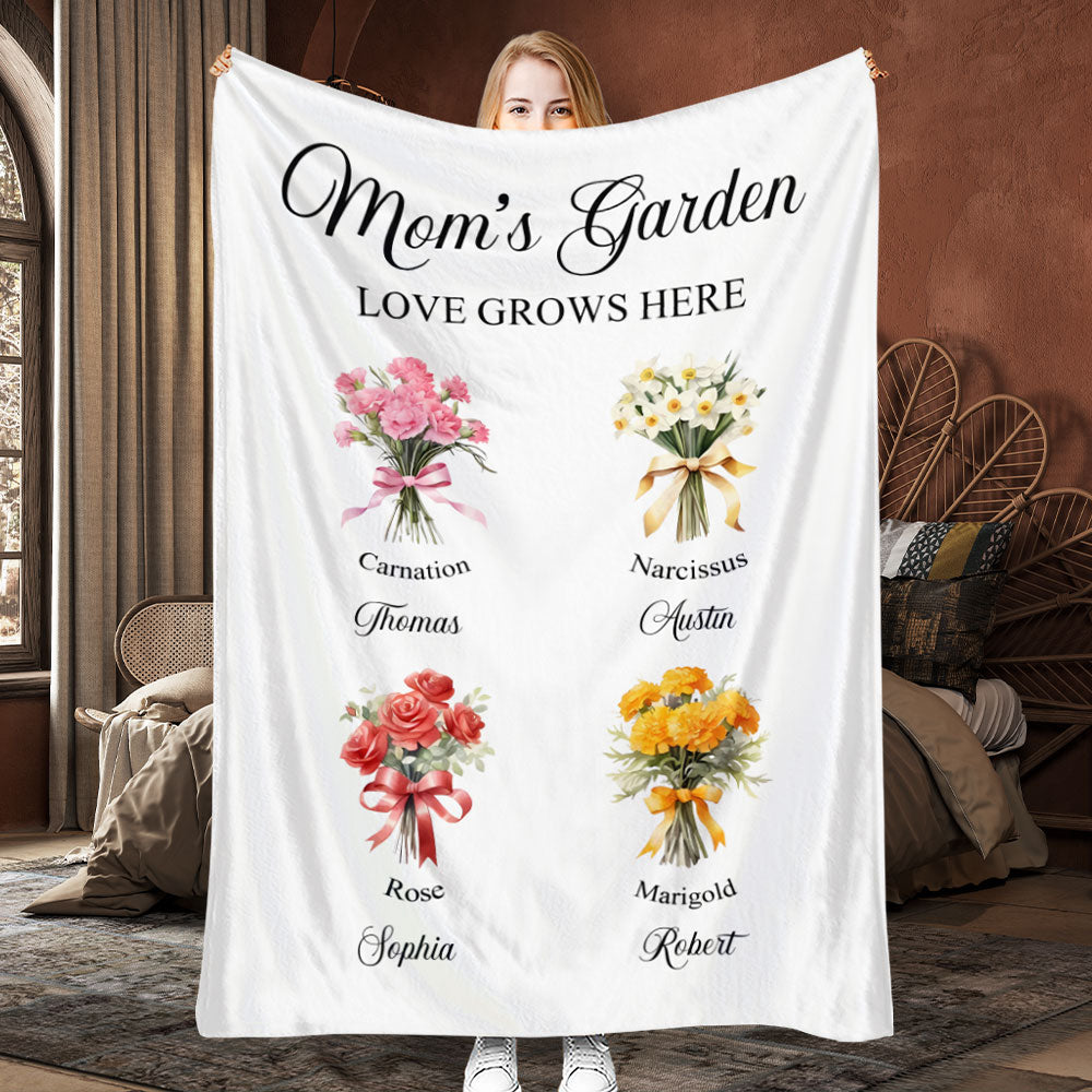 Personalized Gifts For Mom Blanket Mom's Garden 05acti121224 - Blanket - GoDuckee