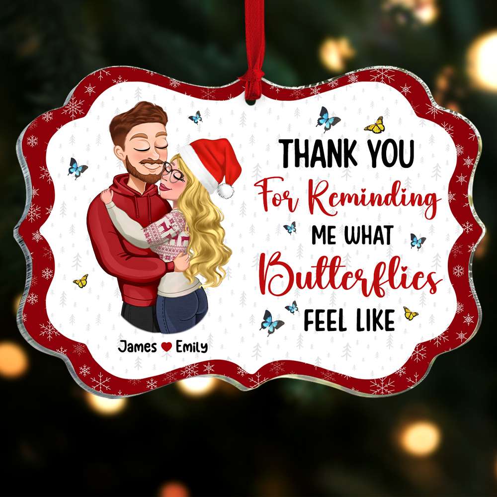 Thank You For Reminding Me, Couple Gift, Personalized Acrylic Ornament, Couple Hugging Ornament, Christmas Gift TT - Ornament - GoDuckee