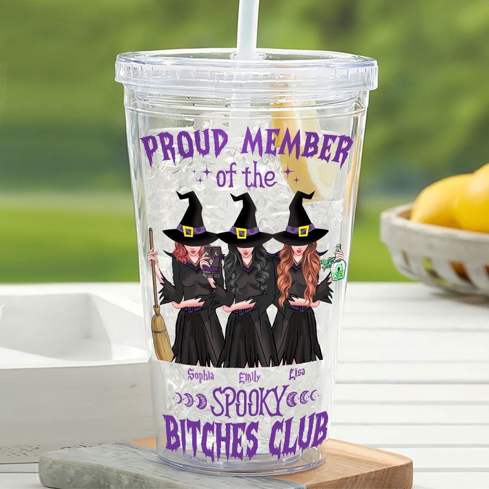 Proud Member Of The Spooky Club, Gift For Besties, Personalized Tumbler, Witches Friends Acrylic Tumbler, Halloween Gift - Tumbler Cup - GoDuckee