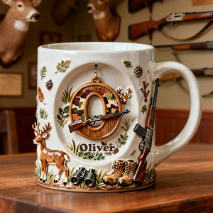 Rustic Hunting Initial Letter Coffee Mug - Personalized Gifts For Hunters 04NATI170126 - Coffee Mug - GoDuckee
