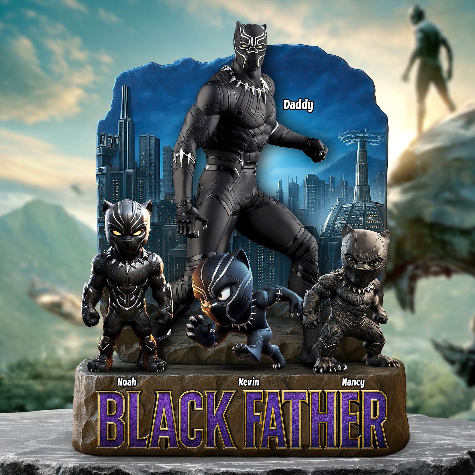 Black Father Plaque - Personalized Gifts For Dad 03huti080525 - Shaped Plaques - GoDuckee