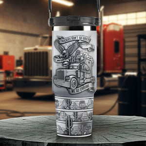 Badass Skull Trucker Tumbler - Personalized Gifts For Trucker 03qhti180625 - Tumbler Cup - GoDuckee