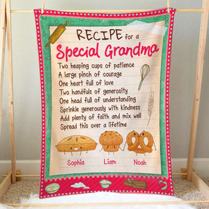 Recipe For A Special Grandma, Personalized Blanket, Cake Grandma, Gift For Grandma - Blanket - GoDuckee