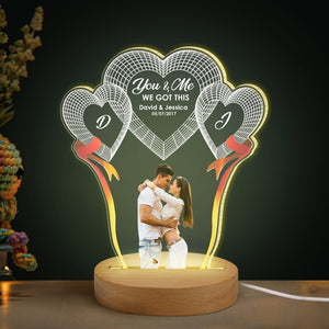 Couple Led Light-Custom Photo Led Night Light Wood Base- Couple Gift - Led Night Light - GoDuckee