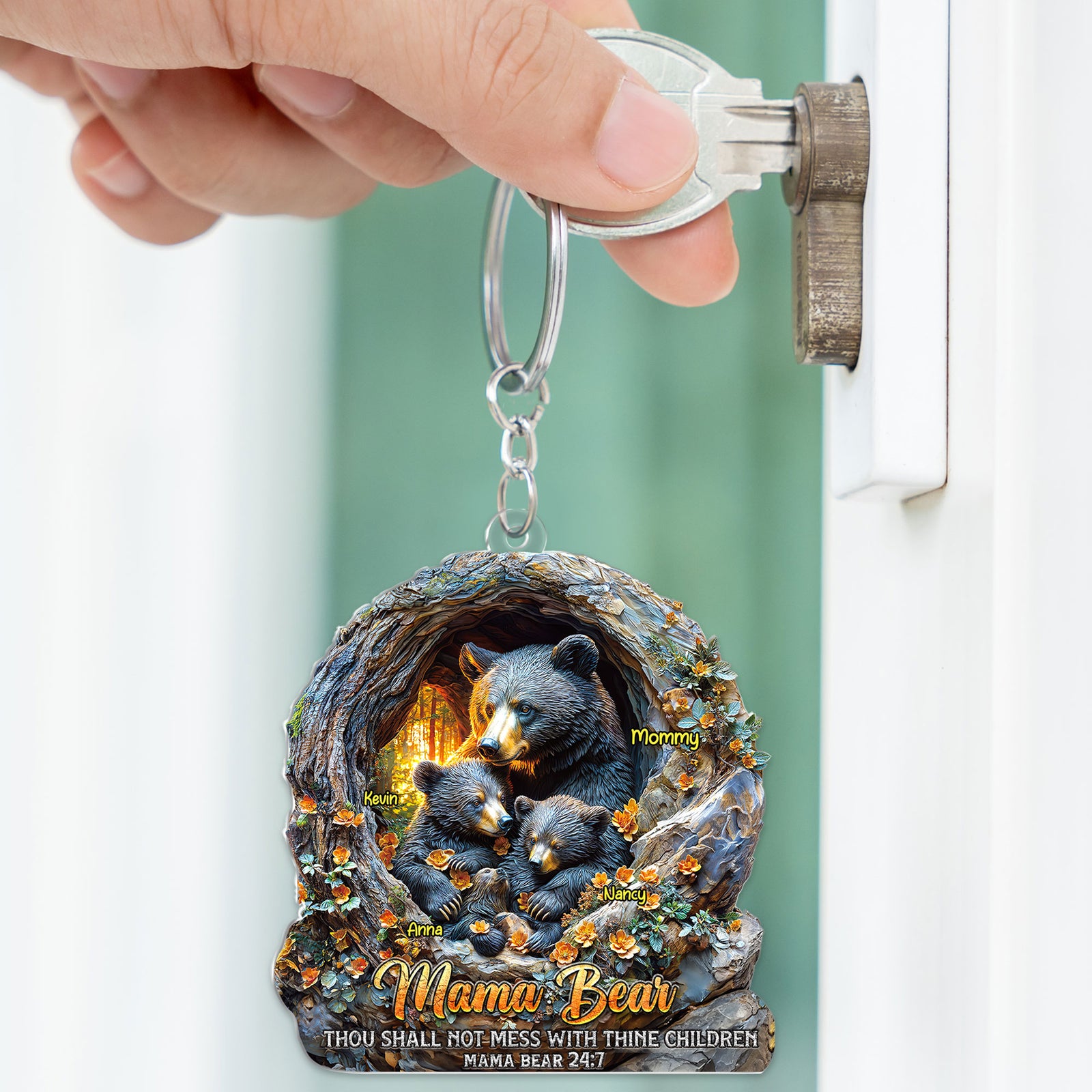 Mama Bear Keychain - Personalized Gifts For Mom 04huti180425 - Keychains - GoDuckee