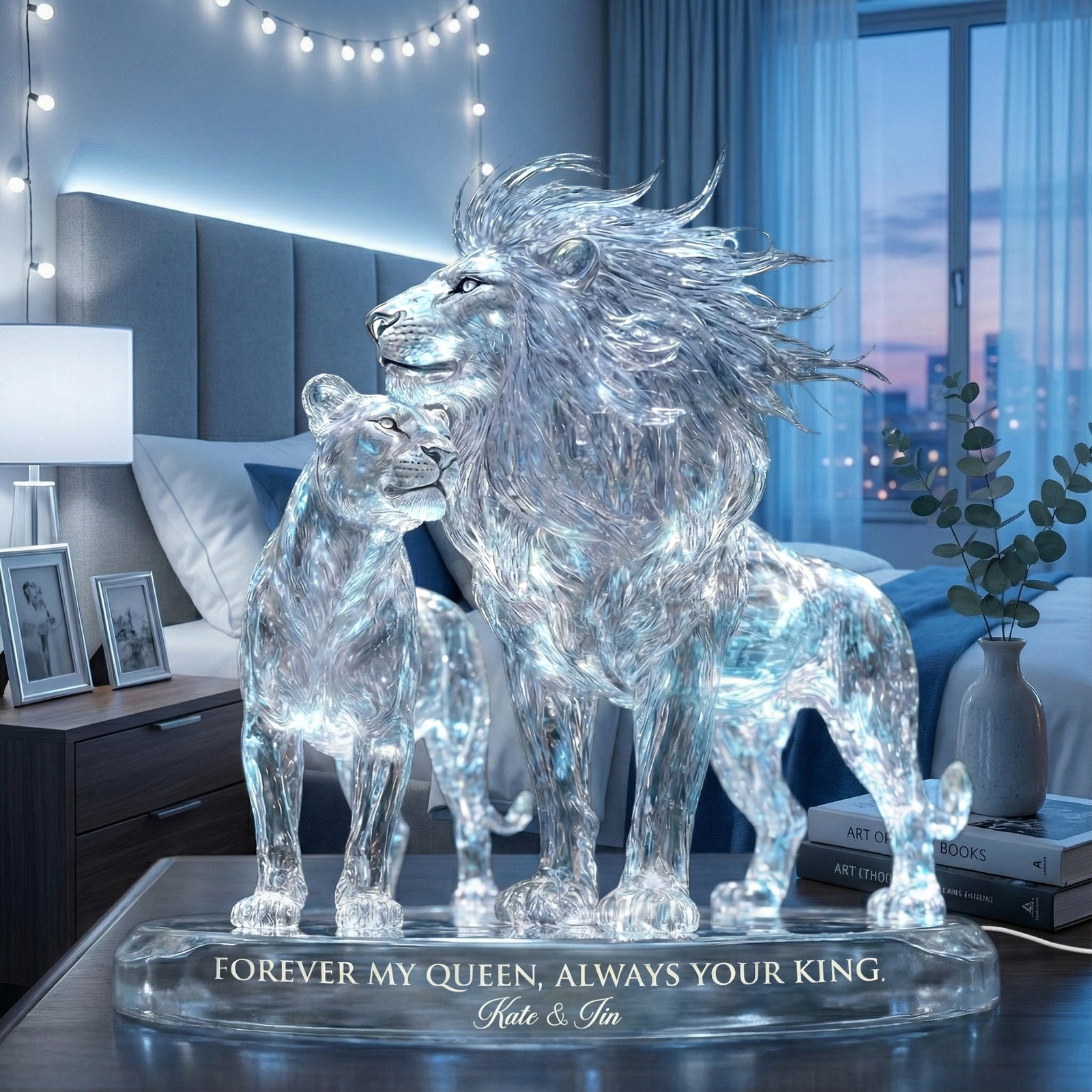 Majestic Lion Couple Light Box, Personalized Gifts For Couple 02QHTI281125 - Light Box - GoDuckee