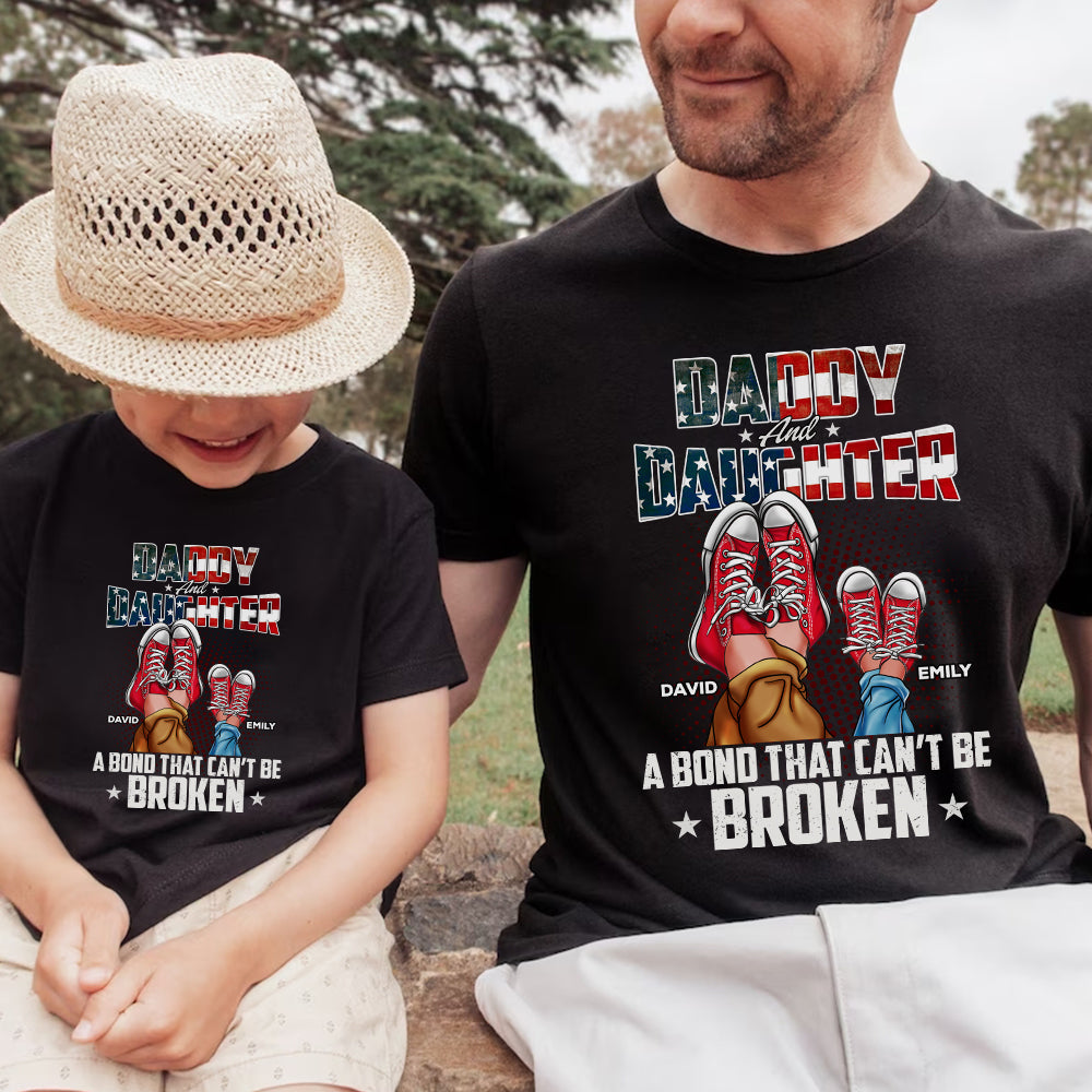 A Bond That Can Never Be Broken, Personalized Shirt, Dad And Kid Star & Stripes Shirt, Gift For Dad - GRER2005 - Shirts - GoDuckee