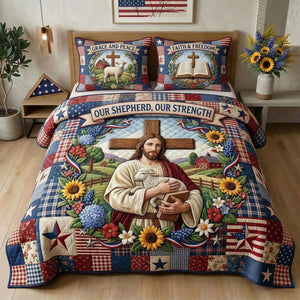 Jesus Our Shepherd Quilt Bedding Set - Personalized Gifts For Christians 01TYTI260326 - Blanket - GoDuckee