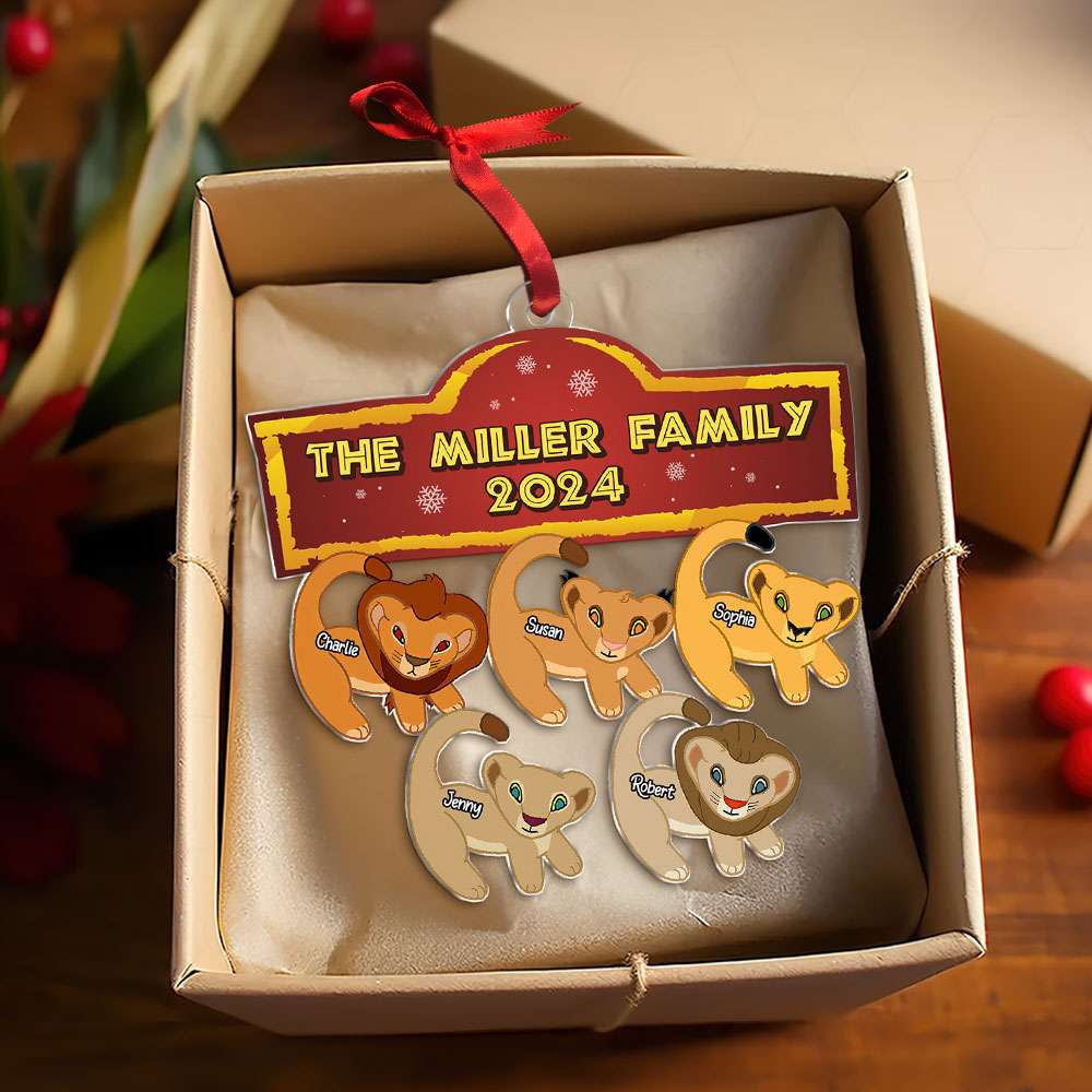 Personalized Christmas Gifts For Lion Family Acrylic Ornament 03KATI011124 - Ornament - GoDuckee