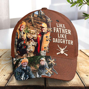 Hunting Dad With His Hunting Partners Custom Photo Cap, Personalized Gift For Hunting Dad, Father's Day Gift For Hunter - Classic Cap - GoDuckee