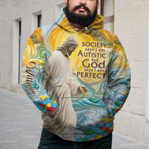 Personalized Gifts For Jesus Lover Shirt, Society Says I Am Autistic God Says I Am Perfect 02tgti210225 - AOP Products - GoDuckee