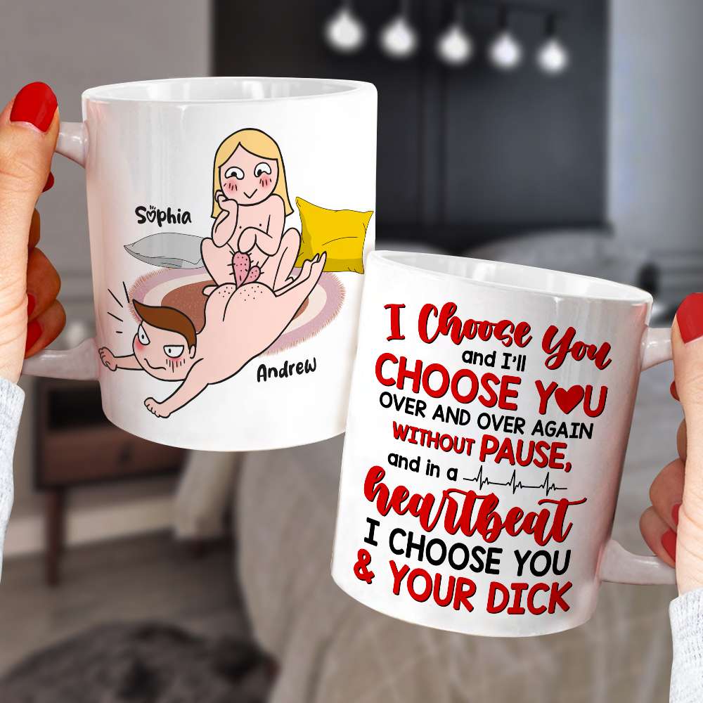 Heartbeat I Choose You, Personalized Coffee Mug, Funny Couple, Gifts For Couple - Coffee Mug - GoDuckee