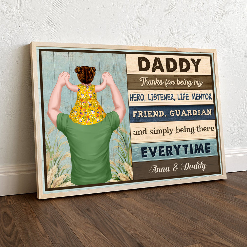 Thanks For Being My Hero Personalized Canvas Print Gift For Dad - Poster & Canvas - GoDuckee